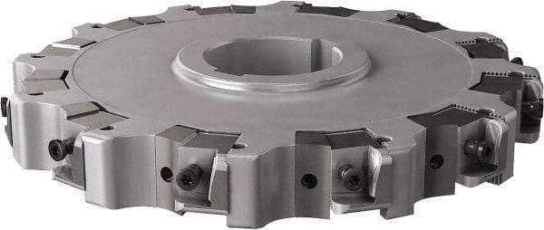 Seco - Arbor Hole Connection, 0.63" Cutting Width, 2.492" Depth of Cut, 200mm Cutter Diam, 1.9685" Hole Diam, 12 Tooth Indexable Slotting Cutter - 335.25 Toolholder, XNHQ, LNHQ Insert, Right Hand Cutting Direction - Apex Tool & Supply
