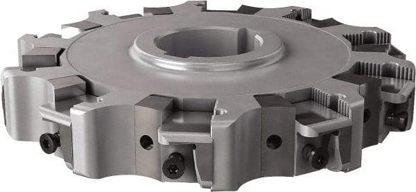 Seco - Arbor Hole Connection, 0.63" Cutting Width, 1.98" Depth of Cut, 160mm Cutter Diam, 1.5748" Hole Diam, 10 Tooth Indexable Slotting Cutter - 335.25 Toolholder, XNHQ, LNHQ Insert, Right Hand Cutting Direction - Apex Tool & Supply