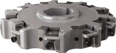 Seco - Arbor Hole Connection, 0.63" Cutting Width, 1.98" Depth of Cut, 160mm Cutter Diam, 1.5748" Hole Diam, 10 Tooth Indexable Slotting Cutter - 335.25 Toolholder, XNHQ, LNHQ Insert, Right Hand Cutting Direction - Apex Tool & Supply