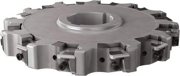 Seco - Arbor Hole Connection, 0.63" Cutting Width, 2.413" Depth of Cut, 8" Cutter Diam, 2" Hole Diam, 12 Tooth Indexable Slotting Cutter - 335.25 Toolholder, XNHQ, LNHQ Insert, Right Hand Cutting Direction - Apex Tool & Supply