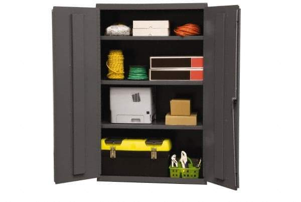 Durham - 3 Shelf Locking Storage Cabinet - Steel, 36" Wide x 18" Deep x 60" High, Gray - Apex Tool & Supply
