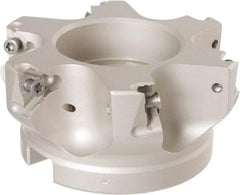 Iscar - 6 Inserts, 4" Cut Diam, 1-1/2" Arbor Diam, 17/32" Max Depth of Cut, Indexable Square-Shoulder Face Mill - 2" High, H690 TNKX 160610 Insert Compatibility, Through Coolant, Series Helido - Apex Tool & Supply