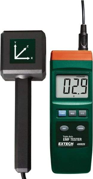 Extech - 30 to 300 Hz, LCD Display, EMF and ELF Meter - 9V Power Supply - Apex Tool & Supply
