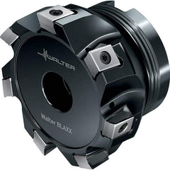 Walter - 7 Inserts, 3" Cut Diam, 1" Arbor Diam, 0.48" Max Depth of Cut, Indexable Square-Shoulder Face Mill - 1.969" High, LN.. 1306.. Insert Compatibility, Through Coolant, Series Blaxx - Apex Tool & Supply