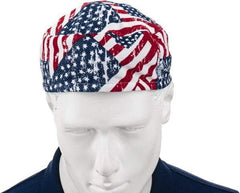 Ergodyne - Size Universal Cooling Skull Cap - Polyester, Blue, Red & White, Flag Pattern - Apex Tool & Supply