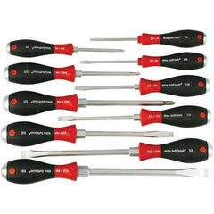 Wiha - 10 Piece Slotted & Phillips Screwdriver Set - Bit Sizes: Philips #1, #2 & #3, Comes in Box - Apex Tool & Supply