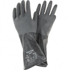 Ansell - 14 mil Thick, Chemical Resistant Gloves - SZ 9 14"14ML BLK 1/PR CHEM-TEK RGH FIN CHEM GLV - Apex Tool & Supply