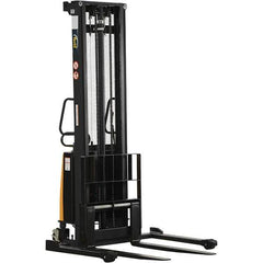 Vestil - 2,000 Lb Capacity, 150" Lift Height, Battery Powered Stacker - 2-1/8" Lowered Height, 42" Fork Length, 58" Overall Width - Apex Tool & Supply