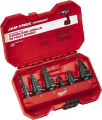 Milwaukee Tool - 1/8 to 1-1/8", Oxide Finish, High Speed Steel Step Drill Bit Set - Apex Tool & Supply