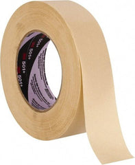 3M - 36mm Wide x 55 m Long Tan Paper Masking Tape - Series 501+, 7.3 mil Thick, 26 In/Lb Tensile Strength - Apex Tool & Supply