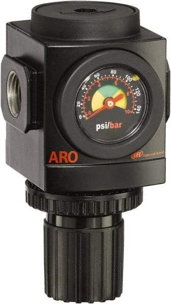 ARO/Ingersoll-Rand - 3/8 NPT Port, 179 CFM, Aluminum Standard Regulator - 0 to 140 psi Range, 250 Max psi Supply Pressure, 1/8" Gauge Port Thread, 3.15" Wide x 5.472" High - Apex Tool & Supply