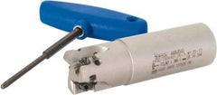 Iscar - 1-1/4" Cut Diam, 0.472" Max Depth of Cut, 1-1/4" Shank Diam, 4-1/4" OAL, Indexable Square Shoulder Helical End Mill - H490 AN.X 12 Inserts, Weldon Shank, 90° Lead Angle, Through Coolant, Series Helido - Apex Tool & Supply