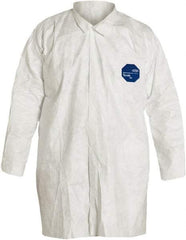 Dupont - Size XL White Disposable Chemical Resistant Lab Coat - Tyvek, Snap Front, Open Cuff - Apex Tool & Supply