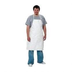 Dupont - 28" Wide x 36" Long x 6 mil Thick Bib Apron - Tyvek, White, Resists Aerosols, Liquid Splashes, Dry Particles - Apex Tool & Supply