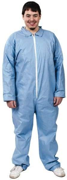 Dupont - Size XL FR Disposable Flame Resistant/Retardant Coveralls - Blue, Zipper Closure, Open Cuffs, Open Ankles, Serged Seams - Apex Tool & Supply