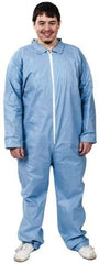 Dupont - Size XL FR Disposable Flame Resistant/Retardant Coveralls - Blue, Zipper Closure, Open Cuffs, Open Ankles, Serged Seams - Apex Tool & Supply