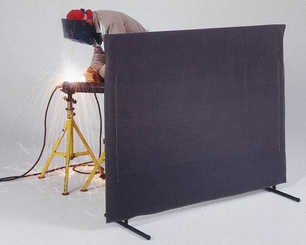 Singer Safety - 6 Ft. Wide x 6 Ft. High, 30 mil Thick Cotton Duck Portable Welding Screen Kit - Olive - Apex Tool & Supply