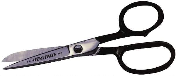 Heritage Cutlery - 2-1/2" LOC, 6" OAL Chrome Plated Standard Shears - Right Hand, Metal Straight Handle, For General Purpose Use - Apex Tool & Supply