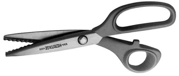 Heritage Cutlery - 2-7/8" LOC, 8-1/4" OAL Stainless Steel Standard Shears - Right Hand, Metal Bent Handle, For Pinking - Apex Tool & Supply