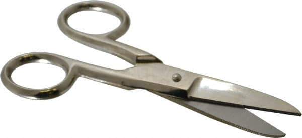 Heritage Cutlery - 1-7/8" LOC, 5-1/4" OAL Carbon Nickel Plated Standard Scissors - Right Hand, Metal Straight Handle, For Electrical - Apex Tool & Supply