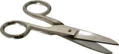 Heritage Cutlery - 1-7/8" LOC, 5-1/4" OAL Carbon Nickel Plated Standard Scissors - Right Hand, Metal Straight Handle, For Electrical - Apex Tool & Supply