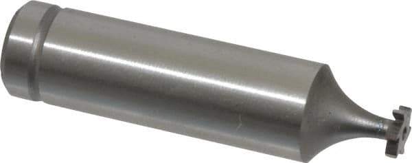 Made in USA - 1/4" Diam x 1/16" Face Width, Cobalt, 6 Teeth, Shank Connection Woodruff Keyseat Cutter - Uncoated, 2-1/16" OAL x 1/2" Shank, Straight Teeth, ANSI 202, Old Standard 201 - Apex Tool & Supply