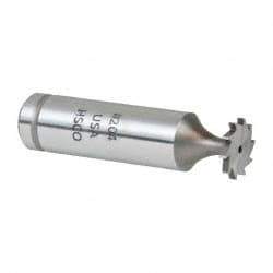 Made in USA - 1/2" Diam x 1/16" Face Width, Cobalt, 10 Teeth, Shank Connection Woodruff Keyseat Cutter - Uncoated, 2-1/16" OAL x 1/2" Shank, Straight Teeth, ANSI 204, Old Standard 1 - Apex Tool & Supply