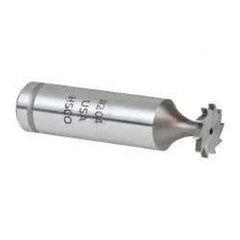 Made in USA - 1/2" Diam x 1/16" Face Width, Cobalt, 10 Teeth, Shank Connection Woodruff Keyseat Cutter - Uncoated, 2-1/16" OAL x 1/2" Shank, Straight Teeth, ANSI 204, Old Standard 1 - Apex Tool & Supply