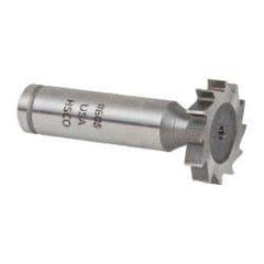 Made in USA - 1" Diam x 3/16" Face Width, Cobalt, 12 Teeth, Shank Connection Woodruff Keyseat Cutter - Uncoated, 2-3/16" OAL x 1/2" Shank, Straight Teeth, ANSI 608, Old Standard 13 - Apex Tool & Supply