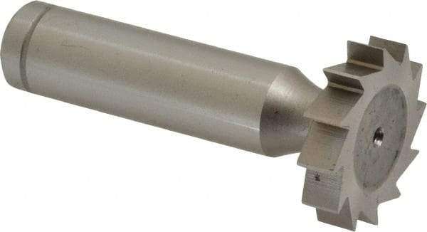 Made in USA - 1" Diam x 7/32" Face Width, Cobalt, 12 Teeth, Shank Connection Woodruff Keyseat Cutter - Uncoated, 2-7/32" OAL x 1/2" Shank, Straight Teeth, ANSI 708, Old Standard 14 - Apex Tool & Supply