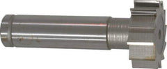 Made in USA - 1" Diam x 3/8" Face Width, Cobalt, 12 Teeth, Shank Connection Woodruff Keyseat Cutter - Uncoated, 2-3/8" OAL x 1/2" Shank, Straight Teeth, ANSI 1208, Old Standard 152 - Apex Tool & Supply