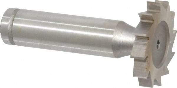 Made in USA - 1-1/8" Diam x 3/16" Face Width, Cobalt, 12 Teeth, Shank Connection Woodruff Keyseat Cutter - Uncoated, 2-3/16" OAL x 1/2" Shank, Straight Teeth, ANSI 609, Old Standard 16 - Apex Tool & Supply