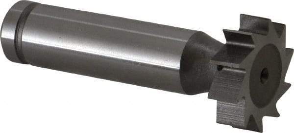 Made in USA - 7/8" Diam x 1/4" Face Width, Cobalt, 10 Teeth, Shank Connection Woodruff Keyseat Cutter - Uncoated, 2-1/4" OAL x 1/2" Shank, Straight Teeth, ANSI 807, Old Standard A - Apex Tool & Supply