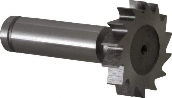 Made in USA - 1-1/4" Diam x 1/4" Face Width, Cobalt, 14 Teeth, Shank Connection Woodruff Keyseat Cutter - Uncoated, 2-1/4" OAL x 1/2" Shank, Straight Teeth, ANSI 810, Old Standard 21 - Apex Tool & Supply