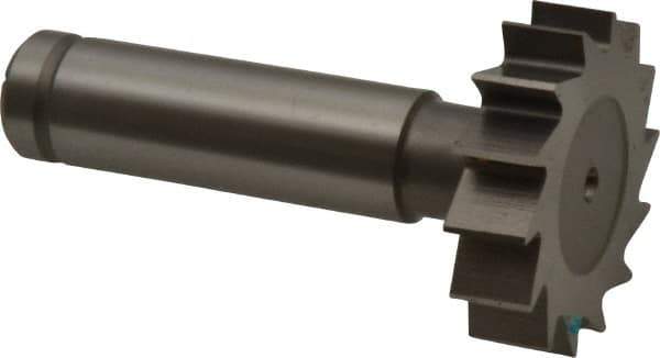Made in USA - 1-1/4" Diam x 5/16" Face Width, Cobalt, 14 Teeth, Shank Connection Woodruff Keyseat Cutter - Uncoated, 2-5/16" OAL x 1/2" Shank, Straight Teeth, ANSI 1010, Old Standard D - Apex Tool & Supply