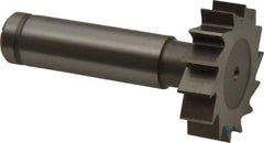 Made in USA - 1-1/4" Diam x 5/16" Face Width, Cobalt, 14 Teeth, Shank Connection Woodruff Keyseat Cutter - Uncoated, 2-5/16" OAL x 1/2" Shank, Straight Teeth, ANSI 1010, Old Standard D - Apex Tool & Supply