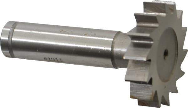 Made in USA - 1-3/8" Diam x 5/16" Face Width, Cobalt, 14 Teeth, Shank Connection Woodruff Keyseat Cutter - Uncoated, 2-5/16" OAL x 1/2" Shank, Straight Teeth, ANSI 1011, Old Standard 23 - Apex Tool & Supply