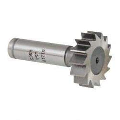 Made in USA - 1-1/4" Diam x 3/8" Face Width, Cobalt, 14 Teeth, Shank Connection Woodruff Keyseat Cutter - Uncoated, 2-3/8" OAL x 1/2" Shank, Straight Teeth, ANSI 1210, Old Standard E - Apex Tool & Supply