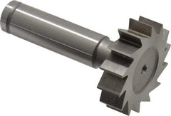Made in USA - 1-3/8" Diam x 3/8" Face Width, Cobalt, 14 Teeth, Shank Connection Woodruff Keyseat Cutter - Uncoated, 2-3/8" OAL x 1/2" Shank, Straight Teeth, ANSI 1211, Old Standard F - Apex Tool & Supply