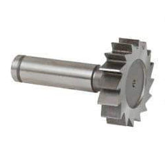 Made in USA - 1-1/2" Diam x 3/8" Face Width, Cobalt, 16 Teeth, Shank Connection Woodruff Keyseat Cutter - Uncoated, 2-3/8" OAL x 1/2" Shank, Straight Teeth, ANSI 1212, Old Standard G - Apex Tool & Supply