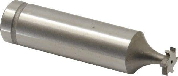 Made in USA - 5/16" Diam x 1/16" Face Width, Cobalt, 6 Teeth, Shank Connection Woodruff Keyseat Cutter - Uncoated, 2-1/16" OAL x 1/2" Shank, Staggered Teeth, ANSI 202-1/2, Old Standard 206 - Apex Tool & Supply
