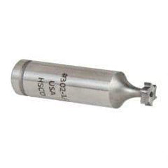 Made in USA - 5/16" Diam x 3/32" Face Width, Cobalt, 6 Teeth, Shank Connection Woodruff Keyseat Cutter - Uncoated, 2-3/32" OAL x 1/2" Shank, Staggered Teeth, ANSI 302-1/2, Old Standard 207 - Apex Tool & Supply