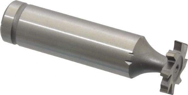 Made in USA - 5/8" Diam x 3/32" Face Width, Cobalt, 8 Teeth, Shank Connection Woodruff Keyseat Cutter - Uncoated, 2-3/32" OAL x 1/2" Shank, Staggered Teeth, ANSI 305, Old Standard 4 - Apex Tool & Supply