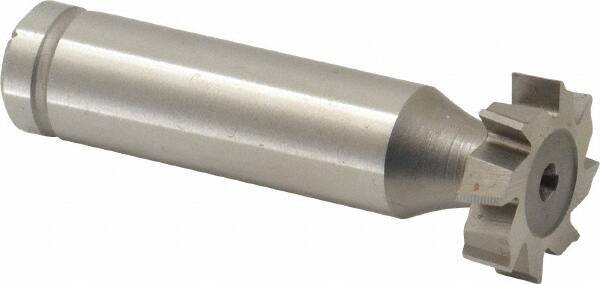 Made in USA - 3/4" Diam x 3/16" Face Width, Cobalt, 8 Teeth, Shank Connection Woodruff Keyseat Cutter - Uncoated, 2-3/16" OAL x 1/2" Shank, Staggered Teeth, ANSI 606, Old Standard 9 - Apex Tool & Supply