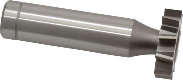 Made in USA - 7/8" Diam x 7/32" Face Width, Cobalt, 10 Teeth, Shank Connection Woodruff Keyseat Cutter - Uncoated, 2-7/32" OAL x 1/2" Shank, Staggered Teeth, ANSI 707, Old Standard 12 - Apex Tool & Supply