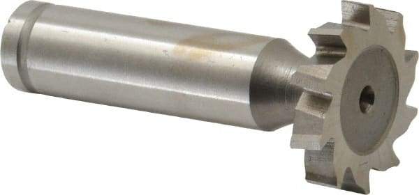 Made in USA - 1" Diam x 3/16" Face Width, Cobalt, 10 Teeth, Shank Connection Woodruff Keyseat Cutter - Uncoated, 2-3/16" OAL x 1/2" Shank, Staggered Teeth, ANSI 608, Old Standard 13 - Apex Tool & Supply