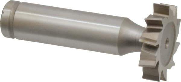 Made in USA - 1" Diam x 7/32" Face Width, Cobalt, 10 Teeth, Shank Connection Woodruff Keyseat Cutter - Uncoated, 2-7/32" OAL x 1/2" Shank, Staggered Teeth, ANSI 708, Old Standard 14 - Apex Tool & Supply