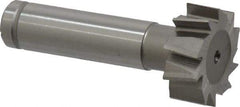 Made in USA - 1" Diam x 3/8" Face Width, Cobalt, 10 Teeth, Shank Connection Woodruff Keyseat Cutter - Uncoated, 2-3/8" OAL x 1/2" Shank, Staggered Teeth, ANSI 1208, Old Standard 152 - Apex Tool & Supply