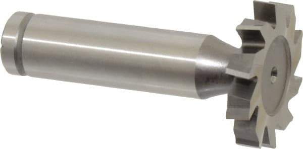 Made in USA - 1-1/8" Diam x 3/16" Face Width, Cobalt, 10 Teeth, Shank Connection Woodruff Keyseat Cutter - Uncoated, 2-3/16" OAL x 1/2" Shank, Staggered Teeth, ANSI 609, Old Standard 16 - Apex Tool & Supply