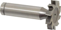 Made in USA - 1-1/8" Diam x 3/16" Face Width, Cobalt, 10 Teeth, Shank Connection Woodruff Keyseat Cutter - Uncoated, 2-3/16" OAL x 1/2" Shank, Staggered Teeth, ANSI 609, Old Standard 16 - Apex Tool & Supply